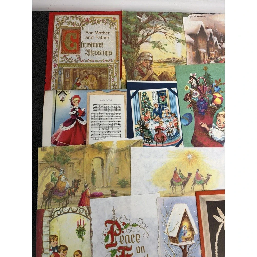 Vintage Retro Christmas Cards Fronts ONLY 1950s 1960s Scrapbooking Crafts 50+